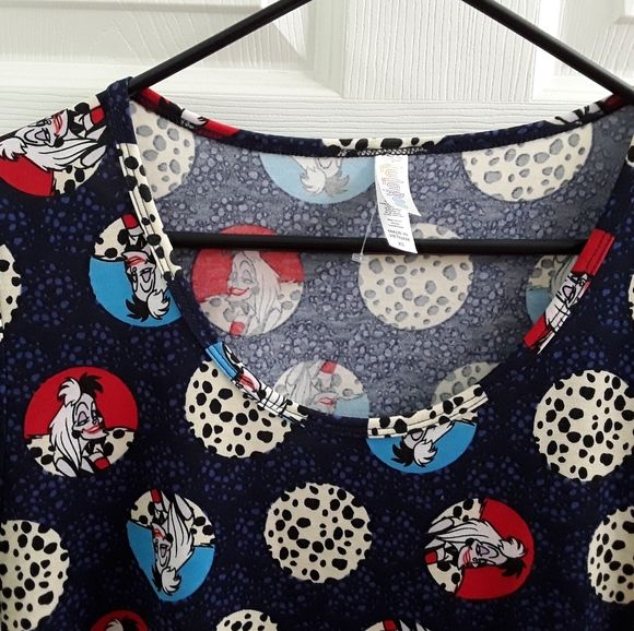 LuLaRoe Disney Villans Cruella Deville The Perfect Tee Tunic Unicorn - Picture 2 of 7